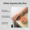 Glitter Steamed Bun Squeeze Toy, Cute Face Stress Relief Fidget Toy, Portable Slow Rebound Sensory Toy for Kids and Adults, 6 Colors