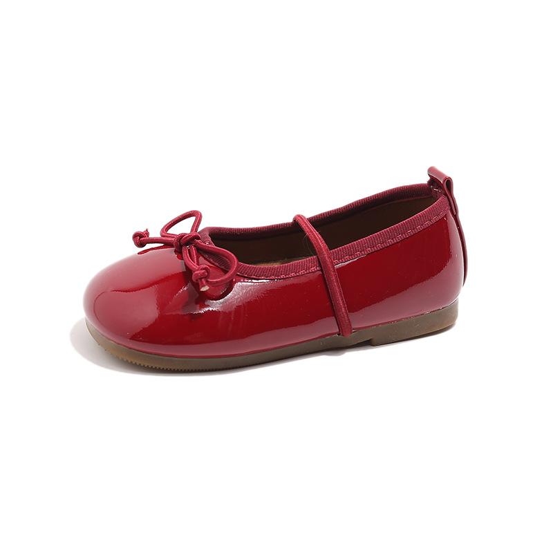 Girls' small leather shoes2026Spring and Autumn New Korean Style Mary Jane Slip-On Bow Ballet Soft Sole Princess Shoes