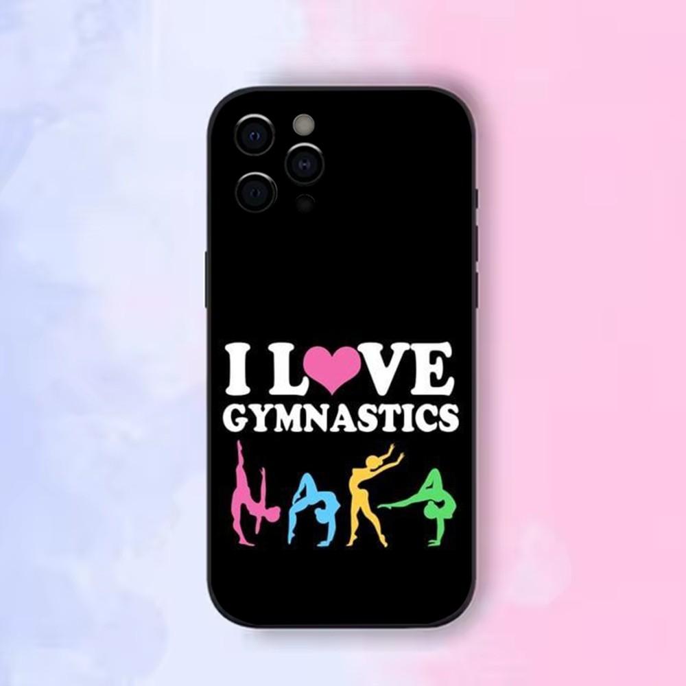 Чехол для телефона 'Люблю гимнастику' для Apple iPhone 15,14,13,12,11,Pro,X,XS,Max,XR,Plus,Mini Мягкий черный корпус