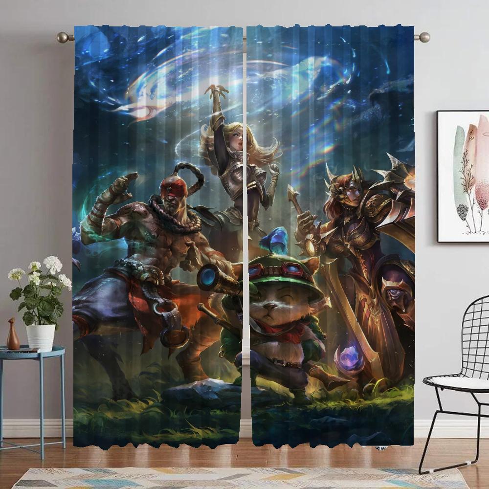 Шторы League Legends для гостиной, тюль для спальни, шторы для украшения Хэллоуина, шторы для домашнего интерьера, 2 шт.