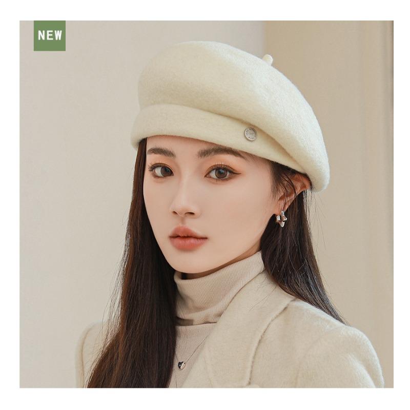 Легкий роскошный шерстяной берет для детей, демонстрирующий их лицо осенью зимой, маленькая модная шляпа художника, ретро-шляпа-бутон