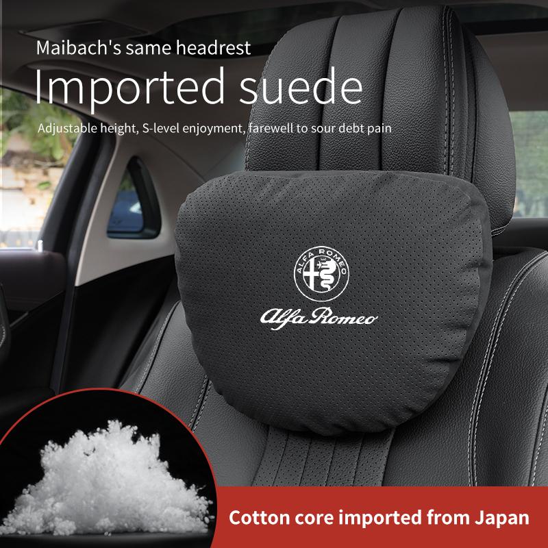 Car Suede Headrest Neck Support Seat Waist Cushion Pillow Alfa Romeo Giulia Tonale Stelvio Giulietta Mito Milano 147 156 159 166 zw4