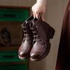 Genuine Leather Warm Round Toe Soft Soled Short Boots Low Heel Non Slip Casual Women's Shoes
