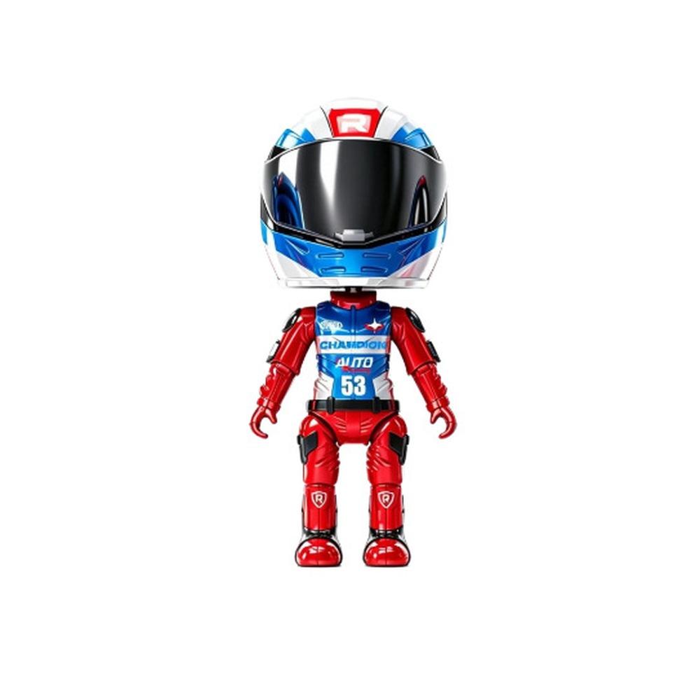 Transformable Alloy Motorcycle Rider Figure with Helmet Desktop Ornament Model Collectible Gift for Boys Kids