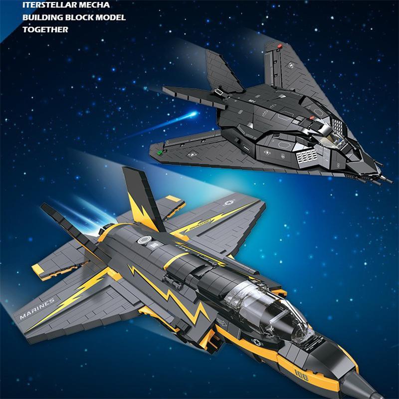 Строительные блоки военной серии Модель F-35B Lighting II Собираемая игрушка Украшение-истребитель-невидимка Подарок на день рождения ребенка