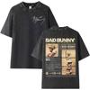 Rapper Bad Buuny Gothic Letters Print  HipHop Graphics Retro Tshrit Crewneck Washed Short Sleeve TShirt Harajuku Loose Tee