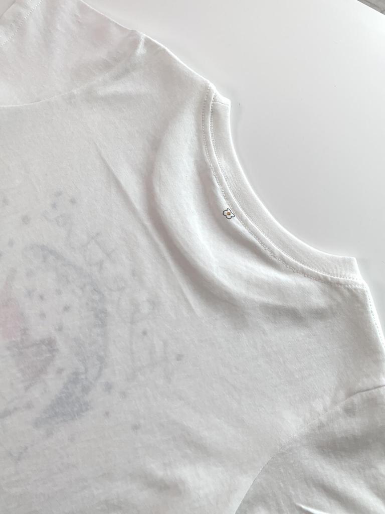 In-Stock: Korean Cotton Round Neck Print T-Shirt - Lily Girl 2025 Summer Slim-Fit Casual Top