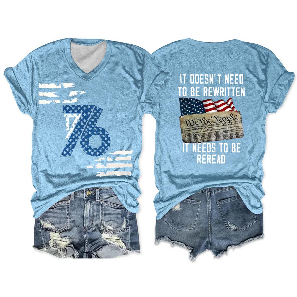 Женская футболка, повседневный свободный пуловер с v-образным вырезом и короткими рукавами с принтом