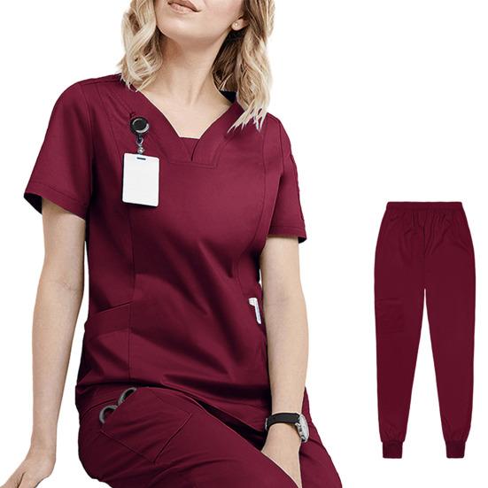 Женский комплект больничной формы из 2 шт./компл., комплект с v-образным вырезом и короткими рукавами, карманами, топы с эластичной резинкой на талии, комплект штанов для бега, быстросохнущий больничный стоматологический костюм медсестры