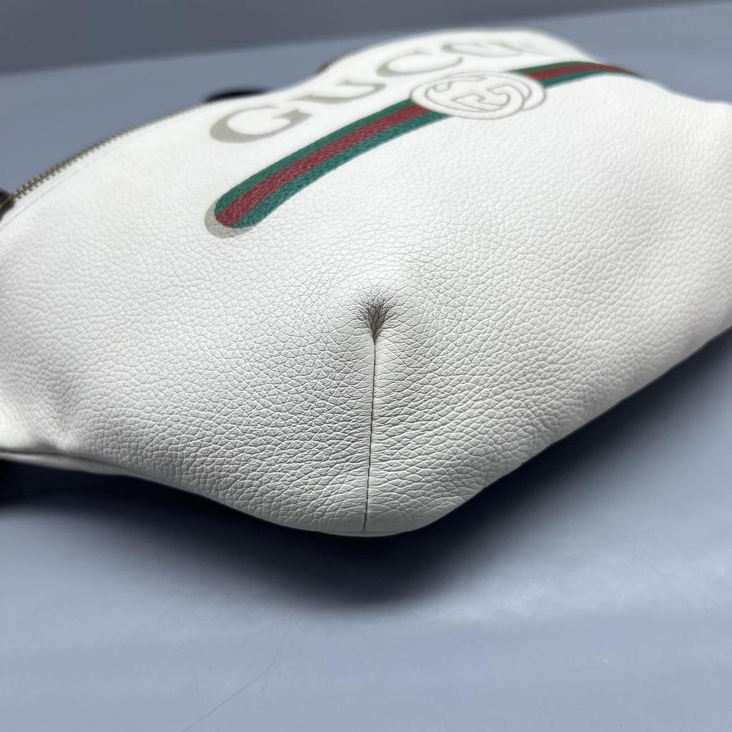 [Pre-Owned] Gucci Vintage Logo Print Leather Belt Bag 'White' - Very Good #127CKA