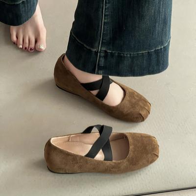 Балетки с леопардовым принтом, бантом и внутренней высотой, увеличивающей рост, лето 2025, ретро, темперамент Мори, одинарные туфли, женские, замшевые, с круглым носком и неглубоким вырезом