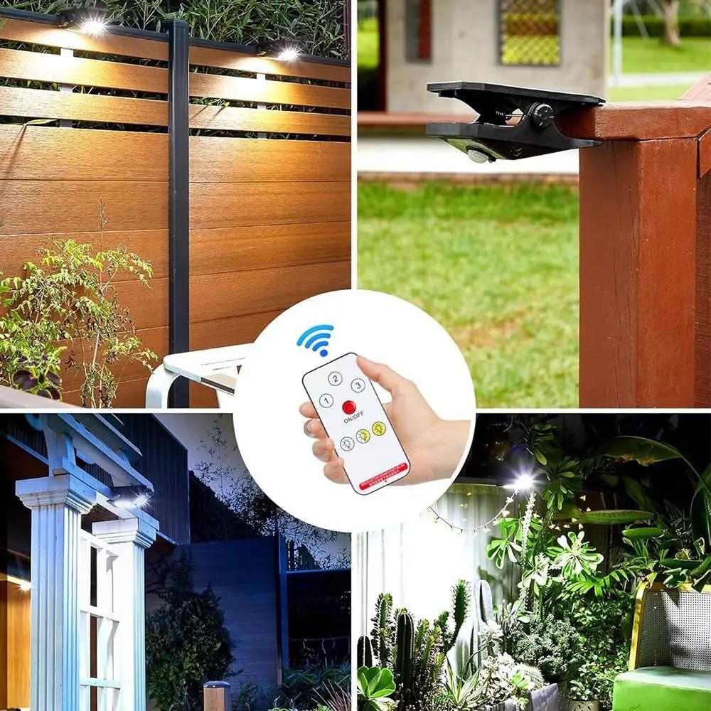 118 светодиодов Солнечные охранные умные фонари с датчиком движения Наружные фонари Клипсовый светильник Автоматическая регулировка яркости Лампа для двора, гаража, ландшафтная подсветка, настенное украшение