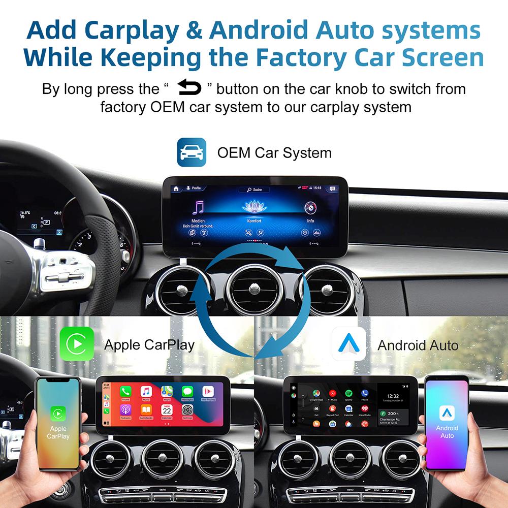 Беспроводной комплект для модернизации CarPlay Android Auto, декодер, интерфейс CarPlay для системы Mercedes Benz NTG 5.5 COMAND 2017-2019