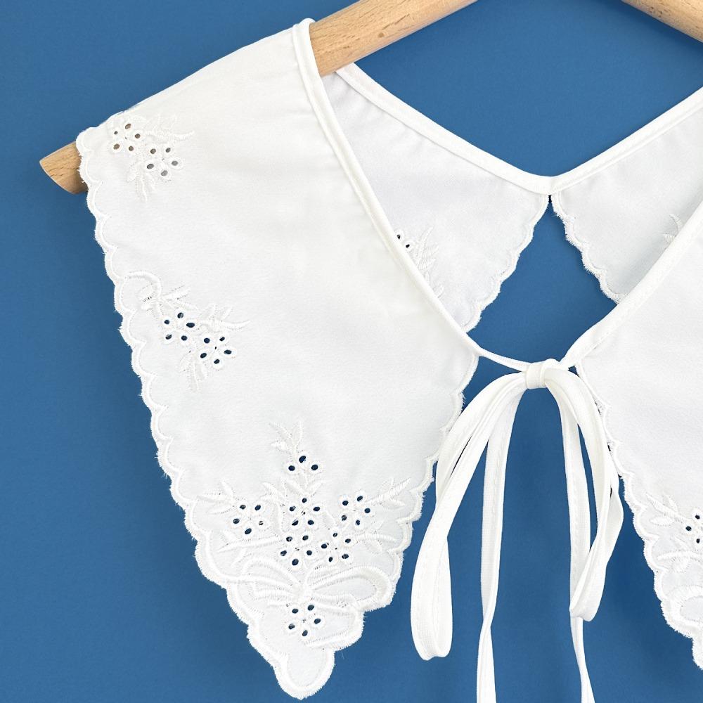 Органза Вышивка Шаль Воротник Кружевная Шаль Съемный Воротник Рубашки Накидка Ложные Накладные Воротники