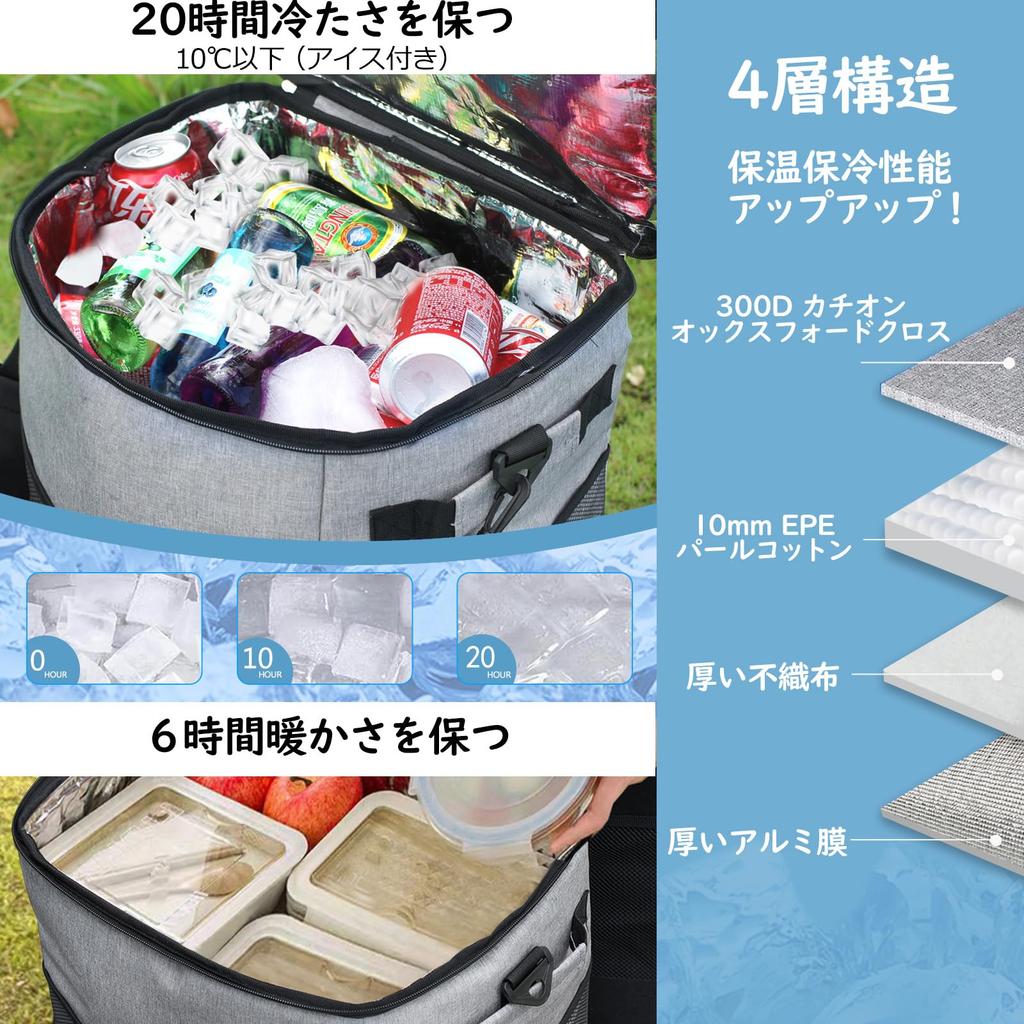 ZHJINGYU Большой объем 40 л Ящик-холодильник на колесах, Изотермическая сумка-холодильник, 4-слойная изоляция, Складной и легкий, Идеально подходит для пикников,