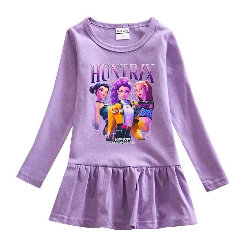 Девочки Kpop Руми Зои Мира Принт Охотники Руми Зои Мира Плиссированное платье