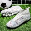 New Football Shoes High-top Long Nails Gold Camouflage Professional Sneakers Broken Nails Non-slip Adult Men's and Women's Football Shoes