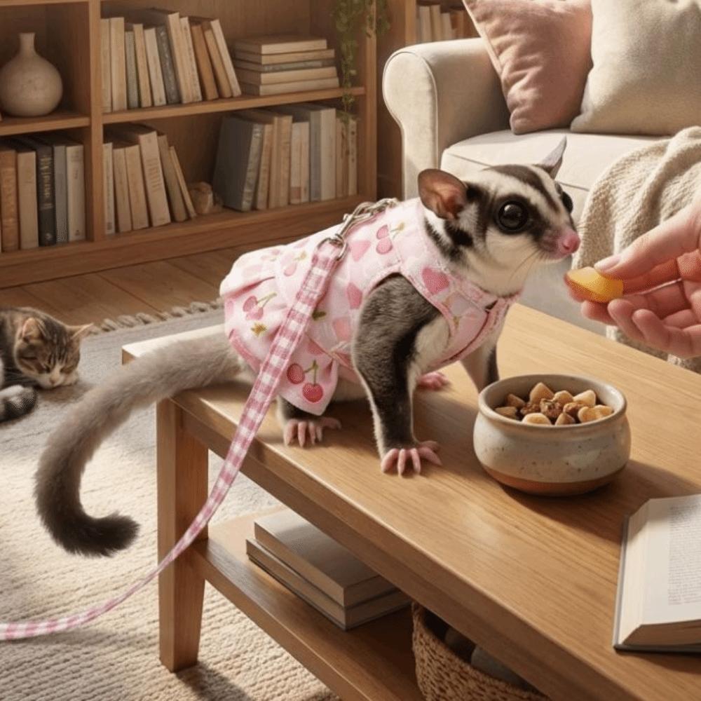 Adjustable Ferret Harness Skirt Breathable Escape-Proof Guinea Pig Chest Strap with Strap Straps Flower Pattern Hamster Vest