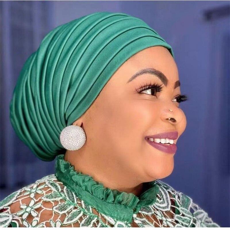 Однотонная женская плиссированная шляпа-тюрбан