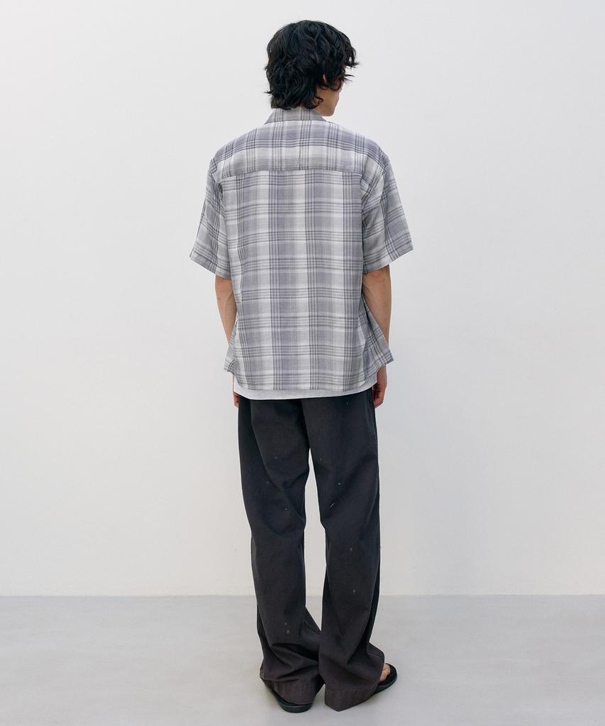 INSILENCE Double Cloth Check Shirt Grey