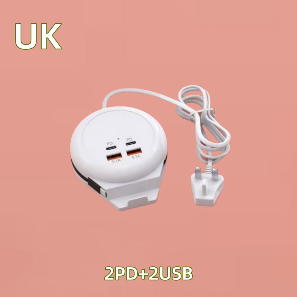 Зарядное устройство USB C, 4 порта с кабелем типа C, высокоскоростная настенная розетка 5,1 А, адаптер для быстрой зарядки мобильного телефона, удлинитель USB-концентратора для дома