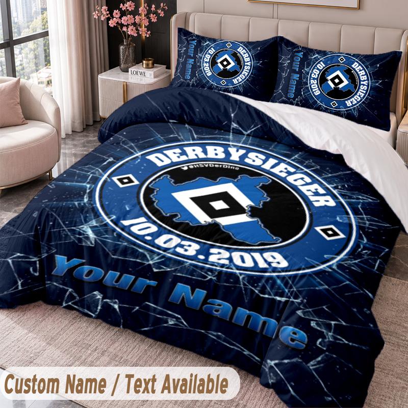 Hamburger SV Printed Bedding Set Custom Name Text 1 Duvet Cover 2 Pillowcases For Bedroom