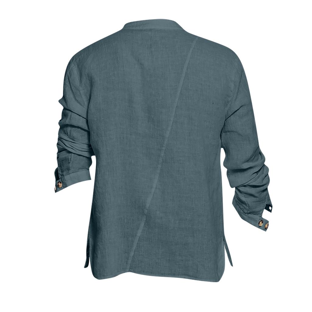 Designer Spring Summer Men's Casual Cotton Linen Solid Color Long Sleeve Shirts Loose Shirts
