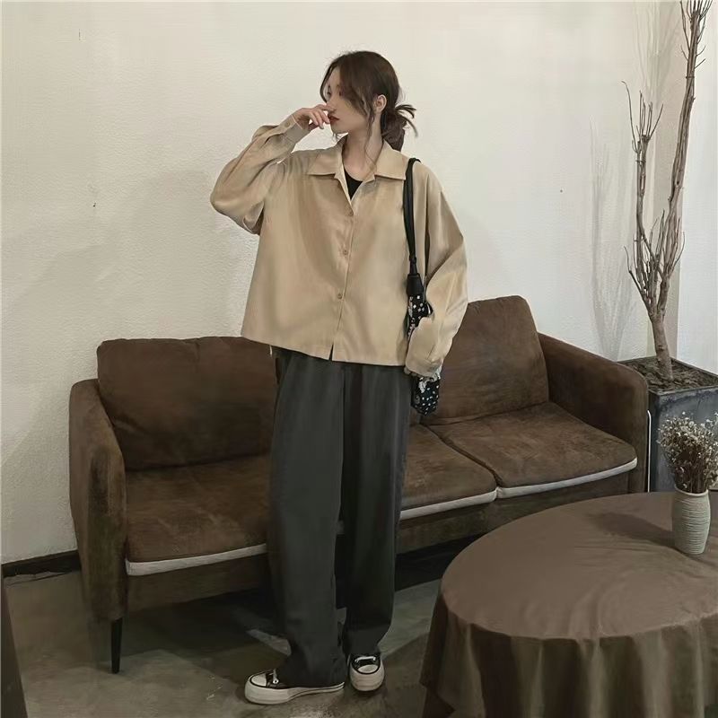 Куртка-рубашка в стиле ретро в Гонконге, осенние женские топы с длинными рукавами и французским дизайном, нишевые короткие топы