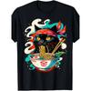 Men's Cute Cat Ramen Graphic T-Shirt - , Crew Neck,  All-Season Casual Wear,  Allseason Apparel | Whimsical Design