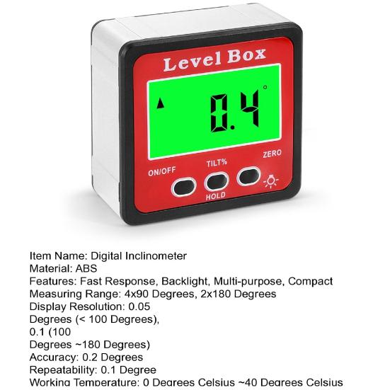 1 комплект, цифровой инклинометр с подсветкой, транспортир уровня магнитной адсорбции, измерительный инструмент, бытовые принадлежности
