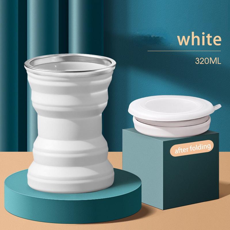 Portable Silicone Folding Water Cup Outdoor Heat Resistant Foldable Mug with Lid Foldable Travel Camping Water Cup
