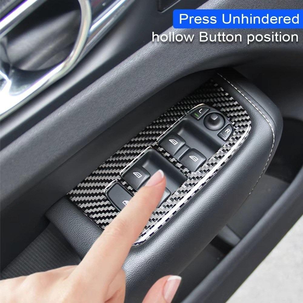 Windows Lifter Button Switch Control Panel Cover Carbon Fiber Sticker For Volvo XC60 S60 V60 2018-2020 Car Interior Accessories