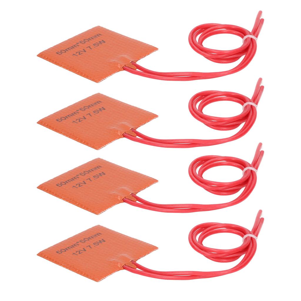 4 шт. Нагревательный мат Силиконовый нагревательный элемент Грелка 12 В 7,5 Вт от 120 до 150 градусов 50x50 мм для трубопровода бочки