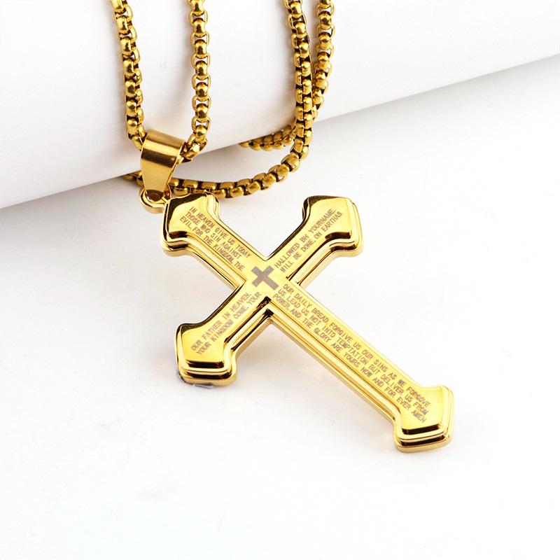 Ювелирные изделия, модное многослойное многоцветное ожерелье с подвеской в ​​виде креста из нержавеющей стали в стиле панк
