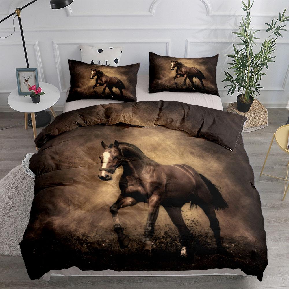 Horses In The Sunshine Duvet Cover Set Single Twin Double Queen King Cal King Size Bed Linen Set