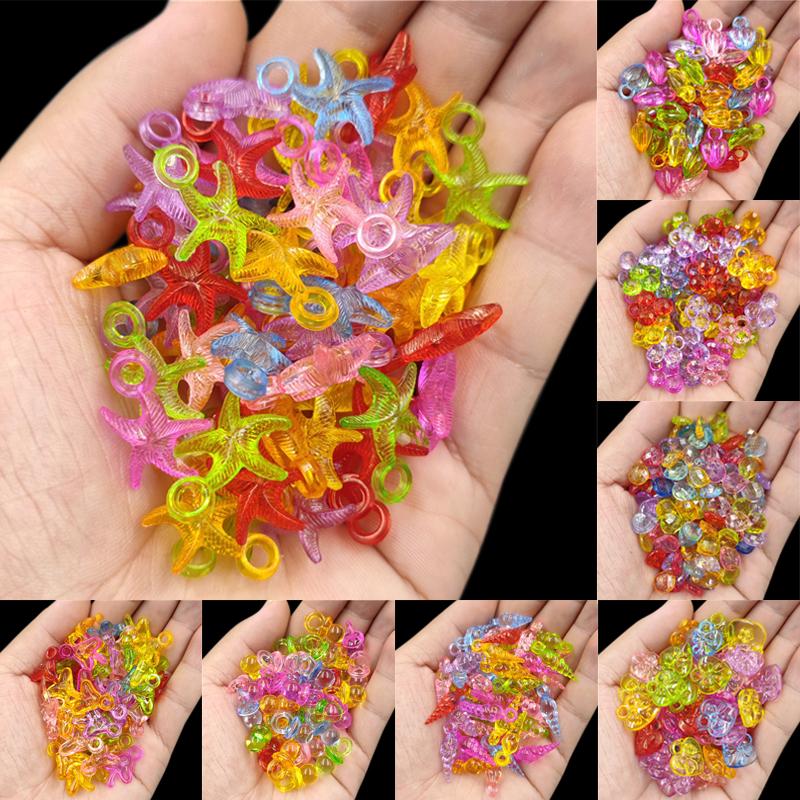 Creative Mixed Colours Necklace Bracelet Pendant For Jewelry Making Transparent DIY Crafts Wholesale Loose Beads 20/40Pcs Drop Heart Arrow