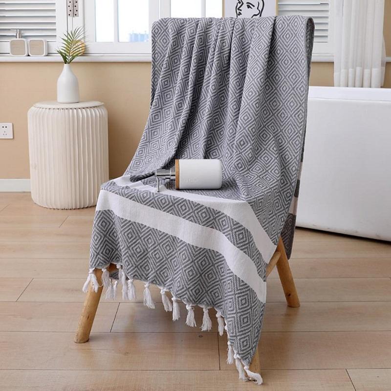 1 шт. хлопковое тканое полотенце, мягкое полотенце для душа, быстросохнущее полотенце для купания, коврик для ванной, пляжное полотенце, дорожное одеяло 39,37*70,87 дюймов