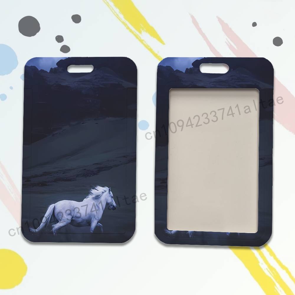 Galloping Movement Horse Badge Holder Pass Bus Work Card Cover Chest Pocket Students Gift ID Card Holder