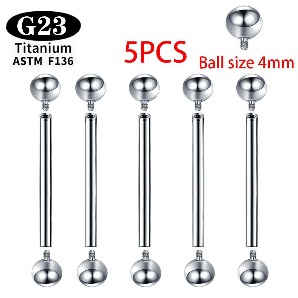 Титановый имплантат ASTM F136 Прямые штанги с внутренней резьбой Пирсинг языка Пирсинг ушей Украшения для пирсинга Штанга 2/5/50 шт./лот