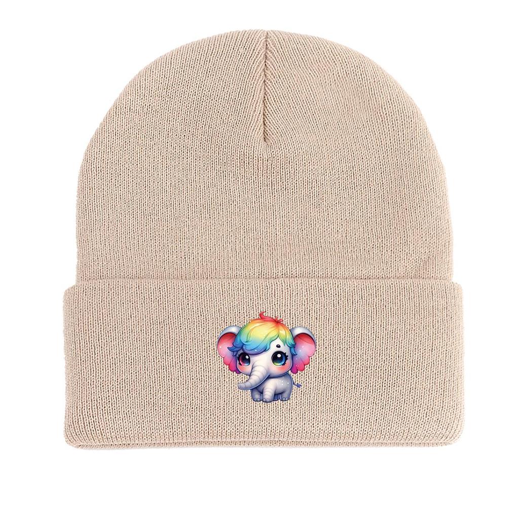 Зимняя вязаная шапка с изображением слона, женская шапка, эластичный головной убор с помпоном, вязаная шапка, шапка-бини