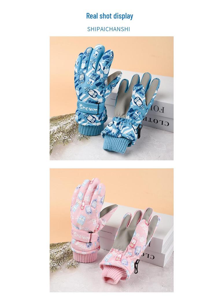 Детские водонепроницаемые лыжные перчатки - Теплые, ветрозащитные, нескользящие, на хлопковой подкладке из флиса для мальчиков и девочек