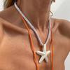 Ingemark Boho Colorful Metal Oil Drop Big Starfish Pendant Rope Chain Necklace Stud Earrings for Women Summer Y2K Jewelry Set