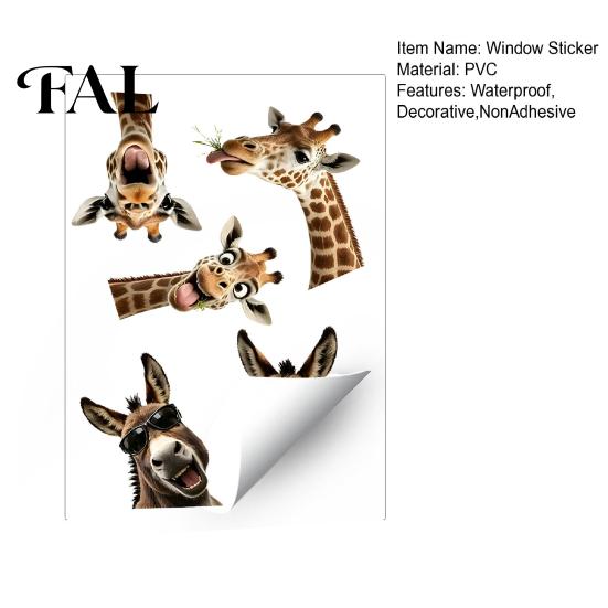 Reusable Window Decals for Holidays Funny Giraffe Donkey Static Cling, Removable Farm Animal Glass Creative Soft Furnishing Gift Ideas
