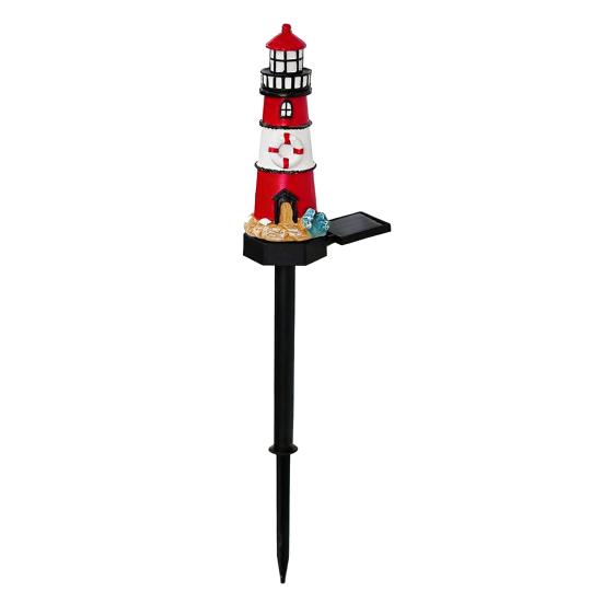 Lighthouse Solar Light Outdoor Waterproof Garden Solar Light Decorative Lighthouse Walkway Light with Spike for Flower Beds Courtyard Patio