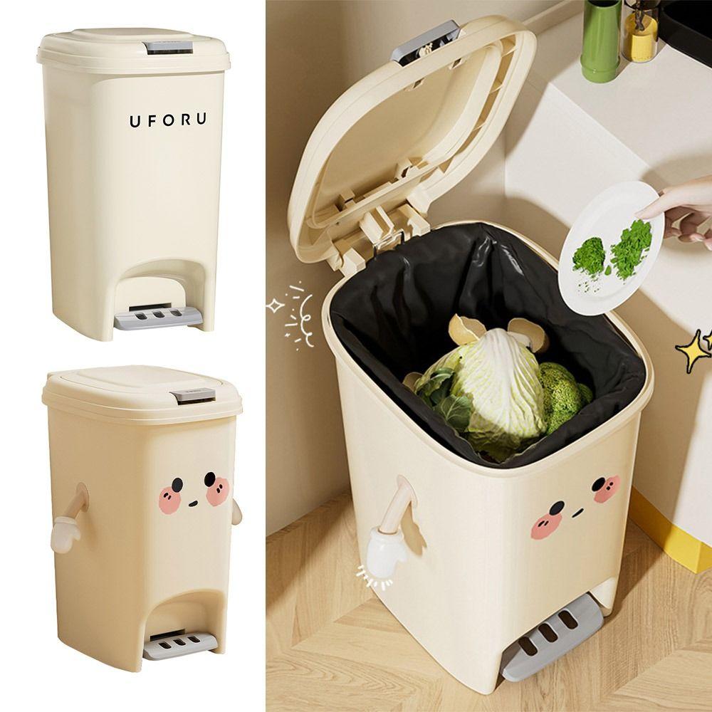 8/10/15/20L Trash Can Step-on Design Waste Bin Large Capacity Refuse Bin Living Room