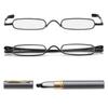 Eyeglasses Men Women with Pen Clip Tube Case Readers Slim Reading Glasses Slim Pen Reading Glasses