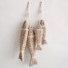 Useful Fine Workmanship Exquisite Mediterranean Style Pendant Wooden Hand-carved Fish Skewers Ornament for Living Room