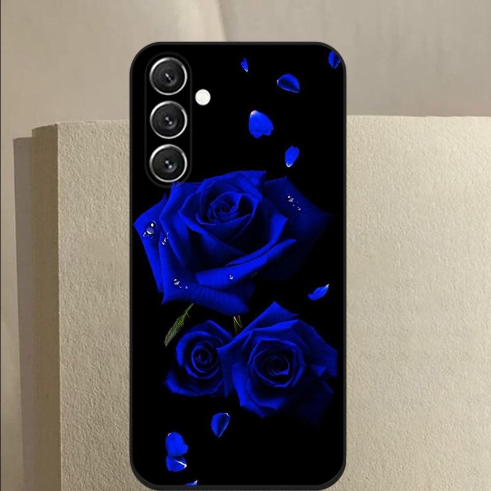Синий цветок розы Чехол для телефона Для Samsung Galaxy A13,A21s,A22,A31,A32,A52,A53,A71,A80,A91 Мягкий черный чехол