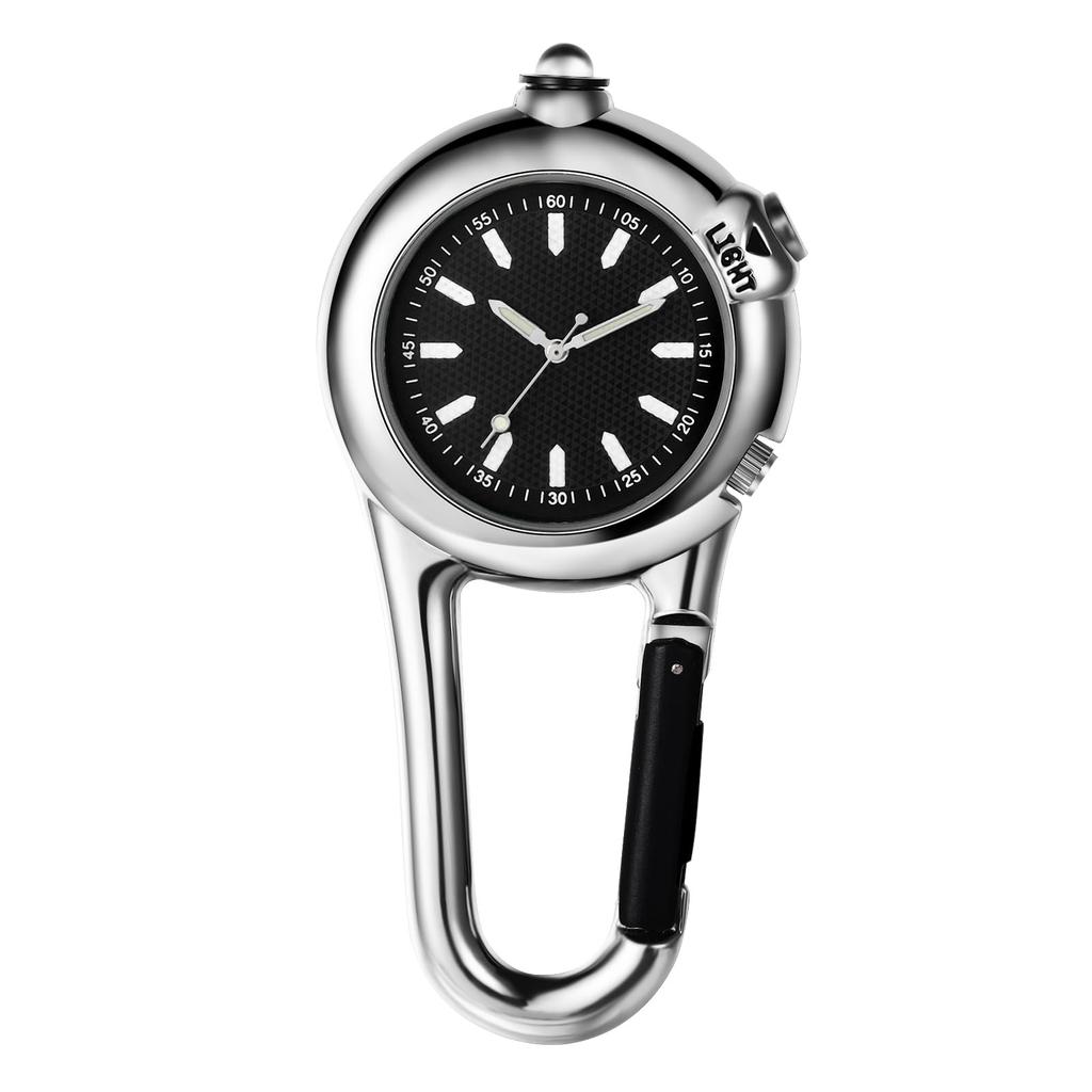 Carabiner Watch Clip Watch Keychain Pendant Watch Waterproof Luminous Analog Stylish Silver Black Outdoor Fashion Accessory Men's
