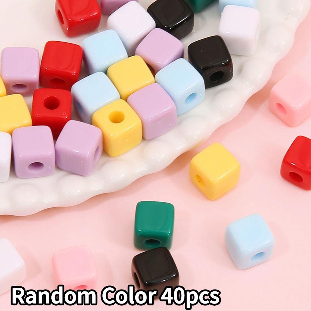 10/20/40 шт. Пастельные акриловые кубические бусины для изготовления браслетов, квадратные разделительные бусины конфетного цвета, ассорти из радужных кубических бусин в виде пони, оптом для изготовления ювелирных изделий